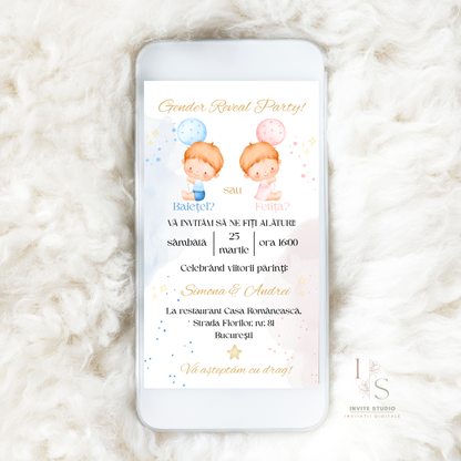 Invitație Gender Reveal