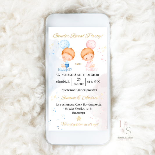 Invitație Gender Reveal