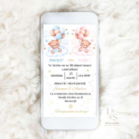 Invitație Gender Reveal