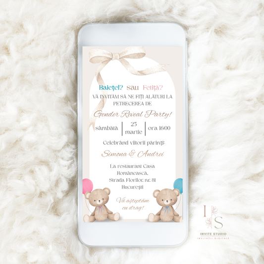 Invitație Gender Reveal