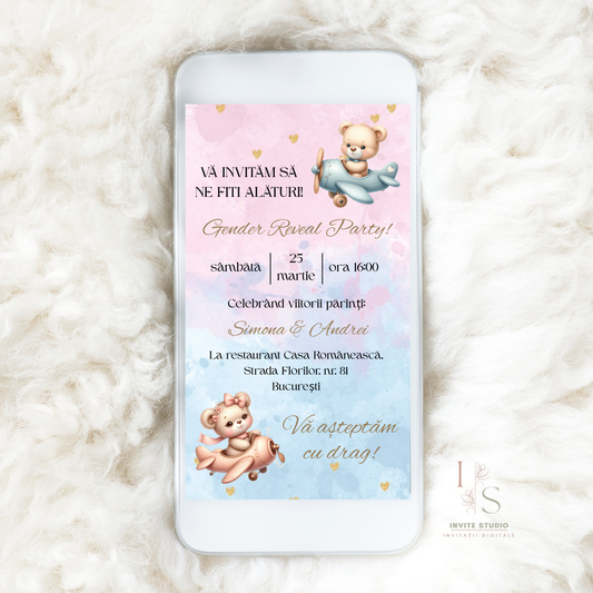 Invitație Gender Reveal