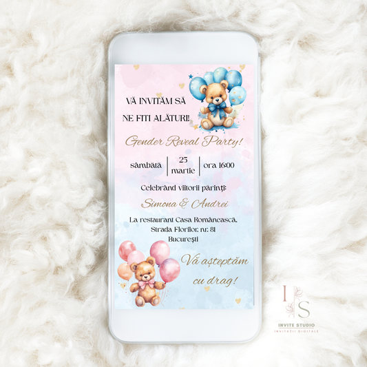 Invitație Gender Reveal